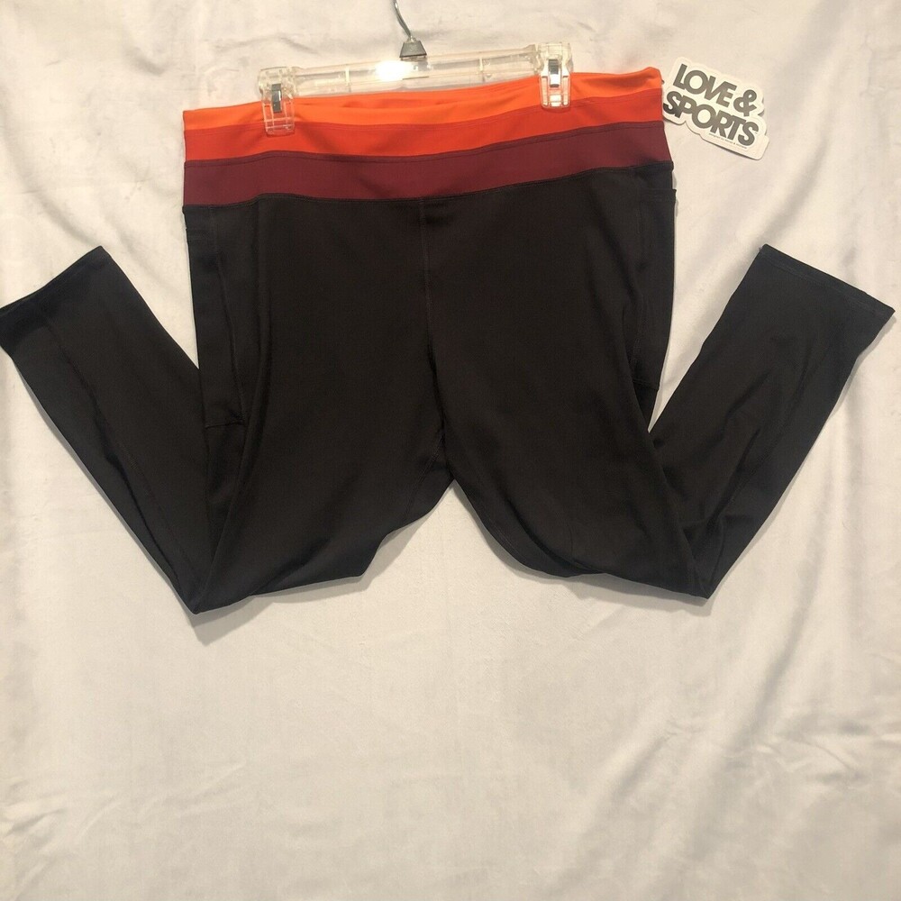 NWT Orange 2 Black Yoga Pants, 7/8 length, Infinity Drawstring, Women's Size 3XL
